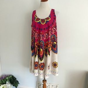 Sara Moda Pink Floral Tank Swing Dress